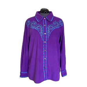 Vintage 90’s Bob Mackie Wearable Art Western Embroidered Long Sleeve Shirt